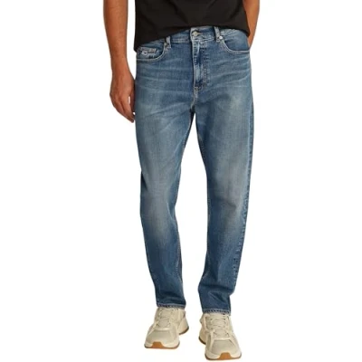 Abbildung von Tommy Jeans Herren Hose Isaac Relaxed Tapered Fit, Blau (Denim Dark), 32W/36L