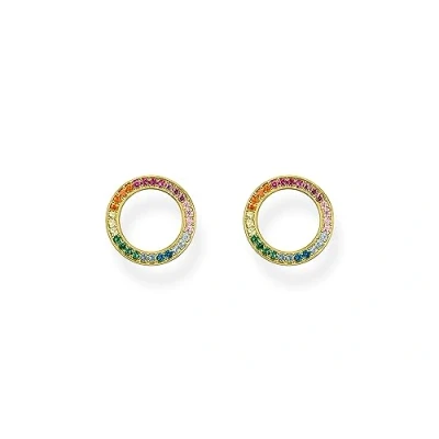 Abbildung von Thomas Sabo Damen Ohrstecker Together rund in der Farbe Gold aus 925 Sterlingsilber mit 750 Gelbgold Veredelung Zirkonia, Größe: 10x10mm, H1947 996 7
