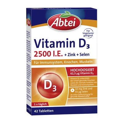 Abbildung von Abtei Vitamin D3 2500 I.E. Tabletten Tit 42 St