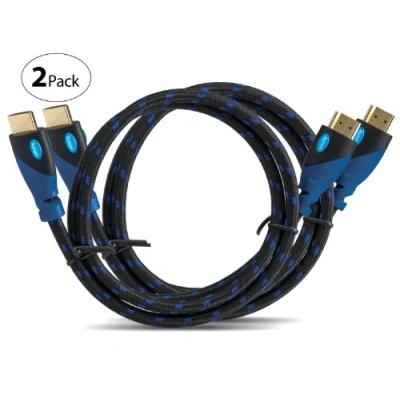 Abbildung von MutecPower Premium High Speed HDMI Kabel mit Ethernet 2 Stück 1m (unterstützt Full HD 3D &amp; Audio Return Channel) 1 Meter Blau Geflochten