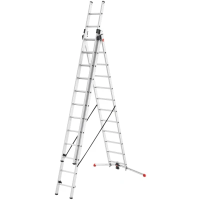 Abbildung von Hailo Anlegeleiter &quot;S100 ProfiLOT&quot;, Aluminium Kombileiter 3 teilig, 3x12 sprossig