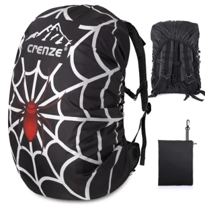 Abbildung von Crenze Rucksack Regenschutz, 1590 l, wasserdicht, reflektierend, für Wandern, Camping, Reisen, Radfahren, Rote Spinne, XL:50 70L