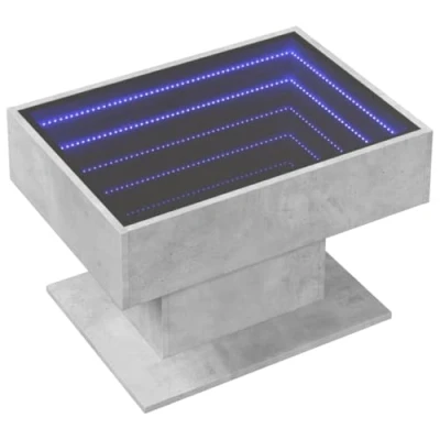 Abbildung von vidaXL LED Couchtisch, Beistelltisch mit Infinity Spiegel, Kaffeetisch Sofatisch für Wohnzimmer, Wohnzimmertisch, Betongrau Holzwerkstoff