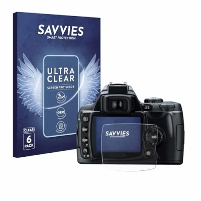 Abbildung von Savvies 6 Stück Schutzfolie für Nikon D40 Displayschutz Folie Ultra Transparent