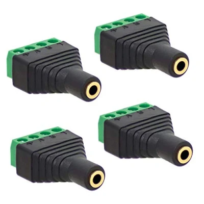 Abbildung von 4X Klinken Buchse 3,5mm Adapter &gt; Terminal Block 4 Pin Schraub Klemmen Vergoldet