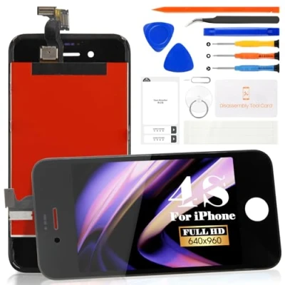 Abbildung von SRJTEK Kompatibel mit iPhone 4S A1431 A1387 LCD Display Touch Screen Sensor Ersatzteile Digitizer Assmebly Kits (Schwarz ohne Rahmen)
