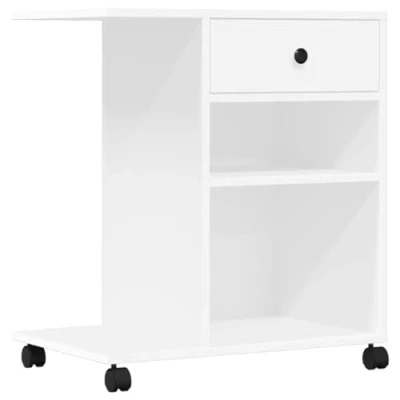 Abbildung von vidaXL Druckerständer, Druckerhalter mit Rollen, Druckertisch Druckerwagen für Büro Zuhause, Rollwagen Büroschrank Beistelltisch, Weiß