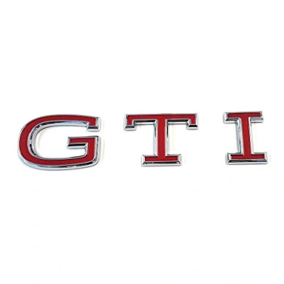 Abbildung von Volkswagen 2G0853675JJZQ Schriftzug GTI Emblem Logo Aufkleber rot/chrom glänzend