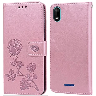 Abbildung von PKQTOP Hülle für Wiko Y60 Handyhülle,Klappbar Tasche Case,Standfunktion,Kartenfach,Silikon Bumper,Stoßfeste Schutzhülle Cover