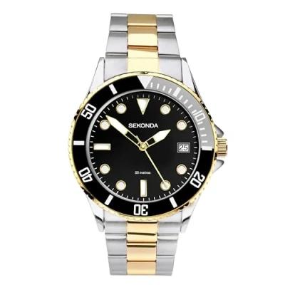 Abbildung von Sekonda Herren Datum klassisch Quarz Uhr mit Edelstahl Armband 1562.27