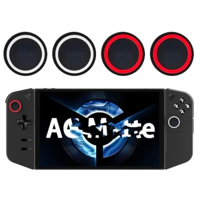 Abbildung von GIOPUEY Joystick Kappen Kompatibel mit Lenovo Legion Go, 4 Stück Silikon Thumb Grip Caps Schutz hülle Case Cover, Weich Anti Rutsch Black/Red+Black/White