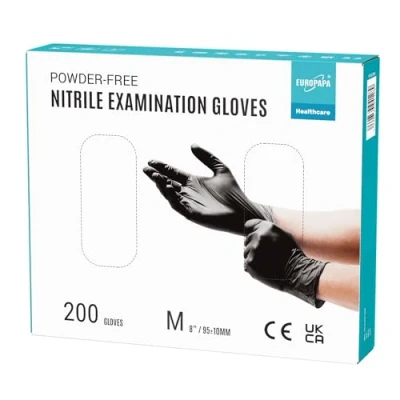 Abbildung von EUROPAPA Nitril Handschuhe Medical Einmalhandschuhe Untersuchungshandschuhe (200, puderfrei ohne Latex, Gummihandschuhe, EN455 EN374) unsteril latexfrei disposible gloves