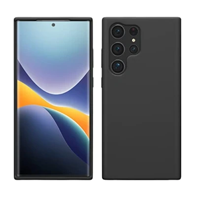 Abbildung von kwmobile Hülle kompatibel mit Samsung Galaxy S23 Ultra dünnes Silikon Handy Case Handyhülle weiche Oberfläche kabelloses Laden Schwarz matt