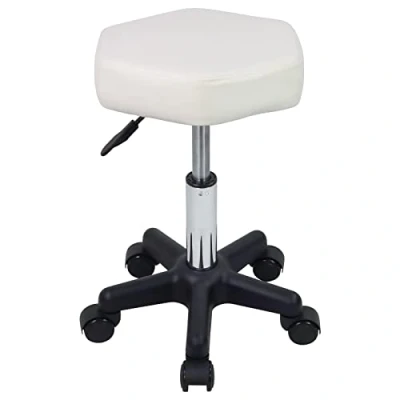 Abbildung von FURWOO Hexagon Rollhocker Höhenverstellbarer Hocker mit Rädern für Spa Salon Massage Weiß