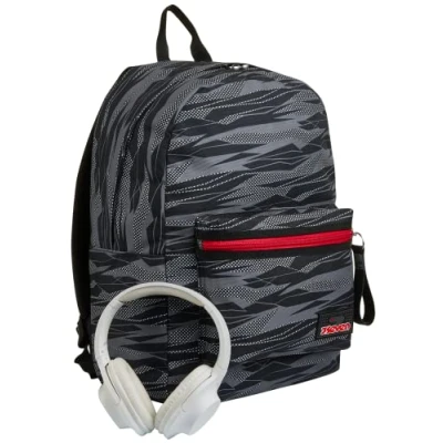 Abbildung von RUCKSACK IMUSICPACK SEVEN Geräumige Schultasche für Teenager, Mädchen und Jungen, mit Laptopfach&amp;Kopfhörer/USB Anschluss, italienisches Designschwarzinkl. Kopfhörer
