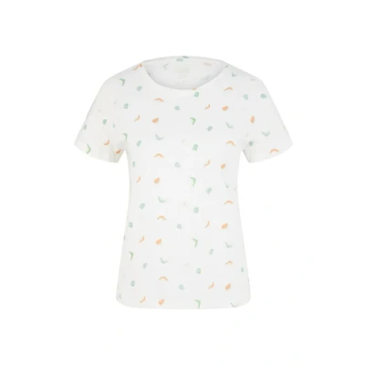 Abbildung von TOM Tailor CREW NECK print Tshirt print, Damen, Größe: XXL, Offwhite abstract dot