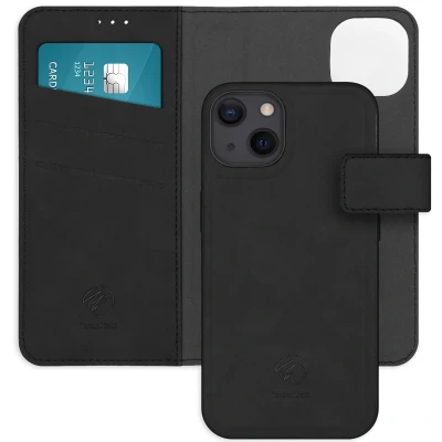 Abbildung von Apple iPhone 13 Hülle Kunstleder iMoshion Klapphülle/2 in 1 Case Handyhülle Schwarz
