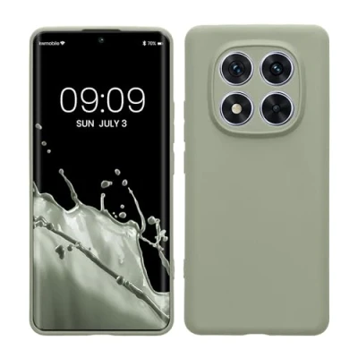 Abbildung von kwmobile Handyhülle kompatibel mit Xiaomi Redmi Note 14 Pro 5G / Poco X7 Hülle Handy Case aus weichem Silikon in Graugrün