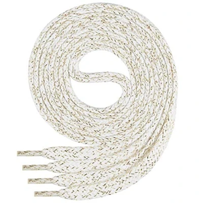 Abbildung von Di Ficchiano 1Paar flache SCHNÜRSENKEL aus 100% Baumwolle für Sneaker Sportschuhe sehr reißfest ca. 7 mm breit Schuhbänder weißgold Schuhriemen Farbe: white/gold 120cm