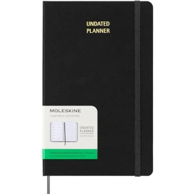 Abbildung von Moleskine Undated Weekly Planner, Undatierte Wochenplanermit Platz für Notize, Fester Einband und Elastischer Verschluss, Farbe Schwarz, Großes Format 13 x 21 cm