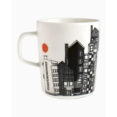 Abbildung von Marimekko Oiva/Siirtolapuutarha Tasse Weiß/Schwarz Ø8xH9,5cm 2,5 dl