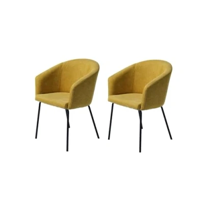 Abbildung von FJORDFORM Esszimmerstuhl, 2&#039;er stühlen, senfgelb, Schwarze metalbeine Chair, Brego, one size