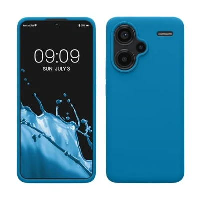 Abbildung von kwmobile Hülle kompatibel mit Xiaomi Redmi Note 13 Pro+ 5G / Pro Plus Silikon Handy Case Handyhülle weiche Oberfläche kabelloses Laden Karibikblau