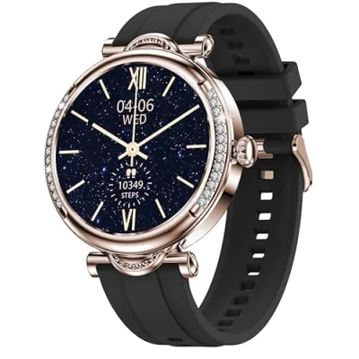 Abbildung von Atlanta Fitnesstracker für Damen Uhr mit Herzfrequenz Puls Blutdruck Telefon Freisprechen Schlaf Schritte Farbdisplay Smartwatch Silikonband 9735/7 (Schwarz)