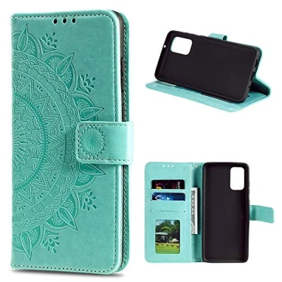 Abbildung von CoverKingz Handy Hülle kompatibel mit Huawei P smart 2021 Handyhülle Kartenfach Bookcover Case Tasche klappbar Motiv Mandala Grün