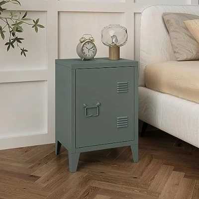 Abbildung von en.casa Nachtschrank (1 St) »Inari« Metallschrank Aktenschrank mit einer Tür Dunkelgrau