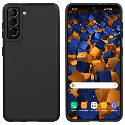Abbildung von mumbi Hülle kompatibel mit Samsung Galaxy S21 Handy Case Handyhülle, schwarz, 31534