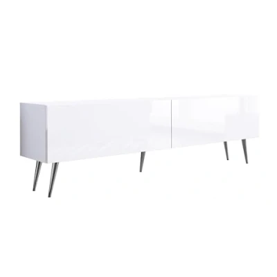 Abbildung von 3E 3xE living.com TV Schrank in Farbe mattweiß/glänzend weiß, Chrombeine, A: B: 170 cm, H: 52 T: 32