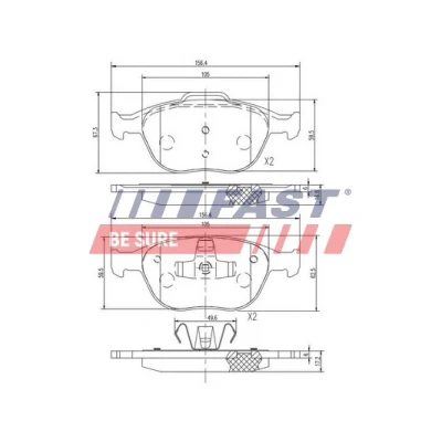 Abbildung von FAST FT29546 Bremsbelagsatz Vorderachse exkl. Verschleißwarnkontakt FORD: Transit Connect Mk1 Kastenwagen, Focus Schrägheck, Kombi