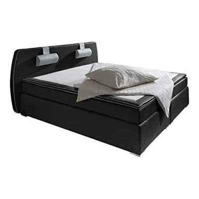 Abbildung von Atlantic Home Collection Boxspringbett REX, 180 x 200 cm, inklusive Topper (Härtegrad H2) und Nackenkissen, schwarz