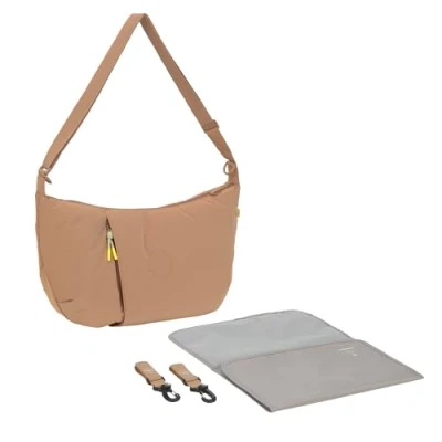 Abbildung von LÄSSIG Baby Wickeltasche zum Umhängen mit Wickelunterlage, Kinderwagenbefestigung, wasserabweisend/GRE Lunua Bum Bag almond