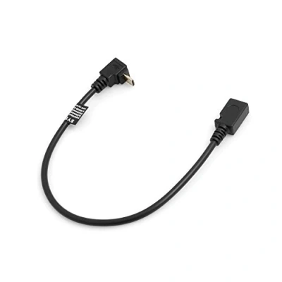 Abbildung von System S Micro USB 90 Grad abwärts Winkel auf Adapter Kabel Verlängerung 27 cm