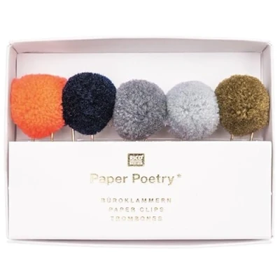 Abbildung von BÜROKLAMMERN MIT POMPONS, BLAU