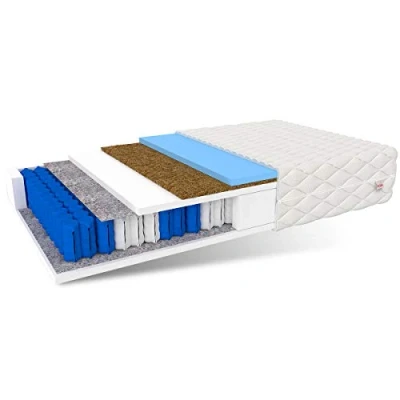 Abbildung von FDM RODOS Taschenfederkernmatratze 90x200 7 Zonen Matratze Kokos Einlage 22 cm Höhe Härtegrad H2/H3 Zweiseitig Hochelastischer Schaum HR Polyurethanschaum Polyester Öko Tex