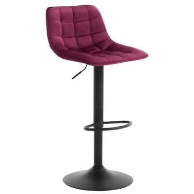 Abbildung von WOLTU 1x Barhocker BH273bd 1 Barstuhl Tresenhocker Bistrohocker Designer Hocker mit Rückenlehne, aus Samt und Metall, höhenverstellbar drehbar, Bordeaux