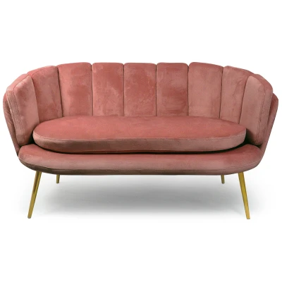 Abbildung von Brenda 2 Sitzer Sofa mit Samtbezug und goldenen Beinen, Rosa Menzzo