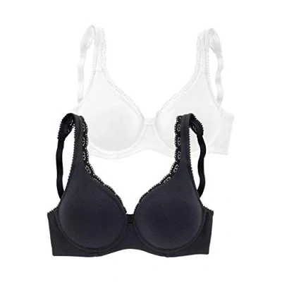 Abbildung von Lascana 2 PACK Tshirt BH, Damen, Größe: 100E, Schwarz weiß