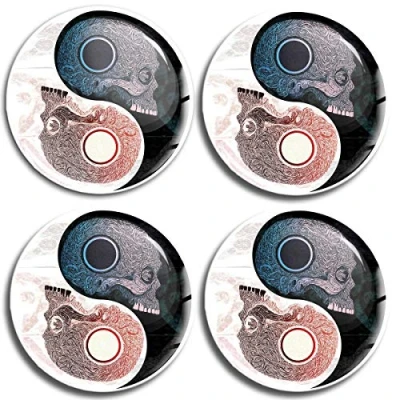 Abbildung von SkinoEu Aufkleber Autoaufkleber für Radkappen Nabenkappen Nabendeckel Radnabendeckel Rad 60mm Yin Yang Totenkopf Schädel A 8160 Z*