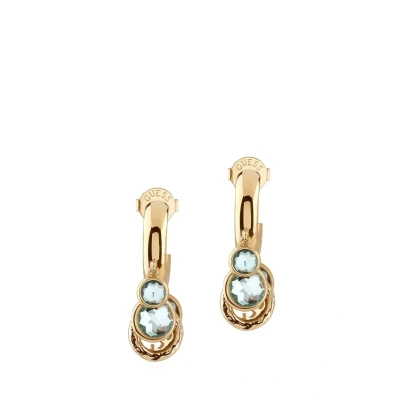 Abbildung von Guess JUBE05095JWYGAQ Damen Ohrringe Creolen Crystal Charms 4G Blau/Gold