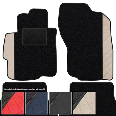Abbildung von moto MOLTICO Fußmatten Auto Velours Autoteppiche Schwarz Automatten Set 4 teilig Auffälliges Design passend für Mitsubishi Carisma 1995 2004 (Beiges Muster)