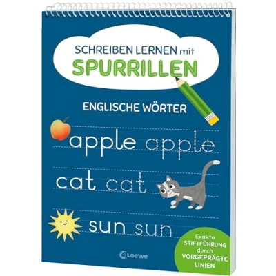 Abbildung von Schreiben lernen mit Spurrillen Englische Wörter: Schreibblock vorgeprägten Linien ab 7 Jahren