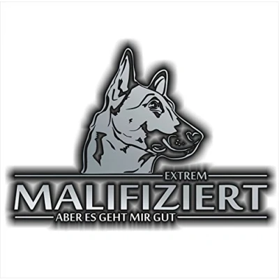 Abbildung von siviwonder Auto Aufkleber Malinois MALIFIZIERT Hund INFIZIERT Hundeaufkleber 30cm Silber metallic