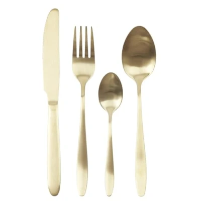 Abbildung von THE HOME DECO FACTORY KA2862 CUBERTERÍA 16 PZAS. DORADA, Polyester, Mehrfarbig
