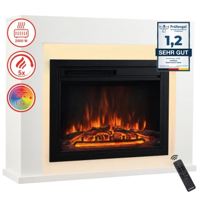 Abbildung von KAMINIO Elektrokamin MATTI, 3D Flammeneffekt, LED Ambientebeleuchtung, 2 Stufen Heizung 1000/2000W