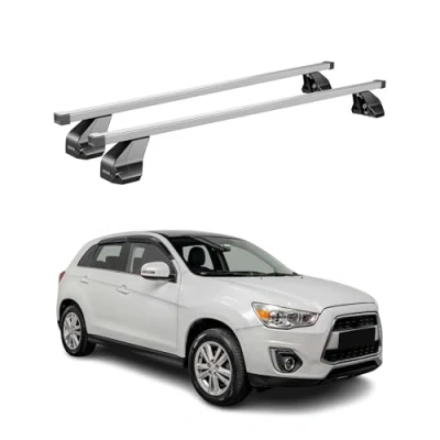 Abbildung von Menabo Stahl Gepäckträger Dachträger kompatibel mit Mitsubishi ASX 2010 2019 Grau 2X