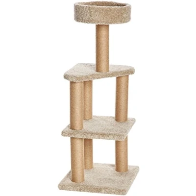 Abbildung von Amazon Basics Kratzbaum mit Kratzstämmen für den Innenbereich, groß, 45 x 117 cm (L B H), Beige